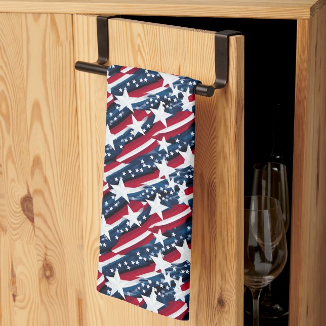 Linge De Cuisine Étoiles patriotiques  (Pliage en tiers)