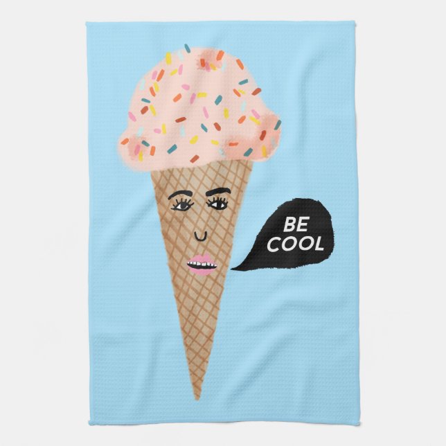 Linge De Cuisine ÊTRE COOL cône de crème glacée rose (Vertical)