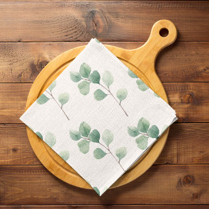 Linge De Cuisine Eucalyptus Motif vert
