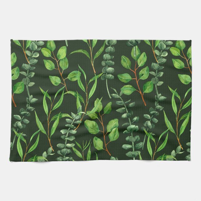Linge De Cuisine Eucalyptus vert foncé (Horizontal)