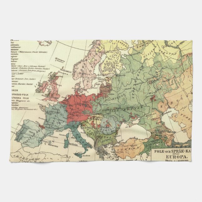Linge De Cuisine Europe Carte Pays Antique Mondiale (Horizontal)