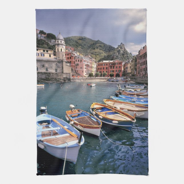 Linge De Cuisine Europe, Italie, Vernazza. Bateaux aux peintures vi (Vertical)