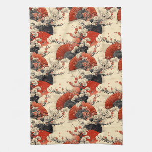 Linge De Cuisine Éventail de motif de cerisier japonais (5)