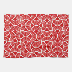 Linge De Cuisine Éventails minimalistes Ogee Soleil Levant Rouge Cl