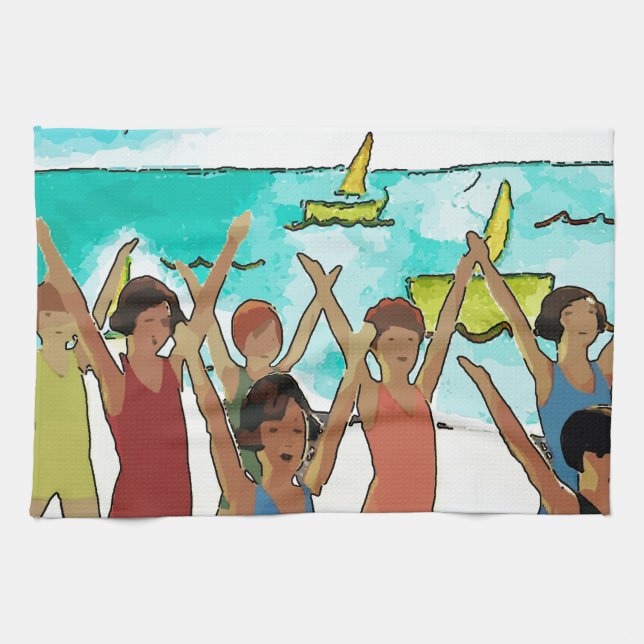 Linge De Cuisine Exercice pour enfants sur la plage (Horizontal)