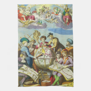 Linge De Cuisine Explorateurs vintage avec carte de globe antique,