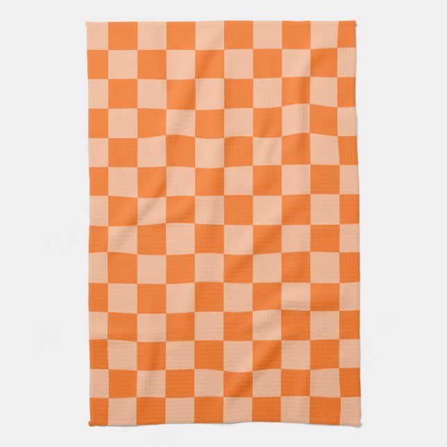 Linge De Cuisine Explorez la beauté du damier orange (Vertical)