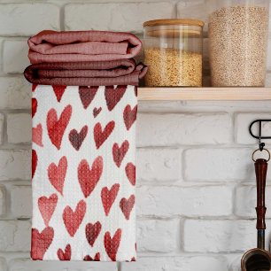 Linge De Cuisine Explosion du coeur du jour Valentines - rose et ro