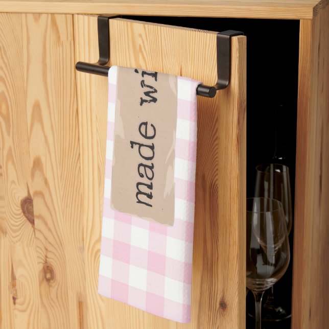 Linge De Cuisine Fabriqué avec Chèques Aimer-Rose et Blanc (Pliage en tiers)
