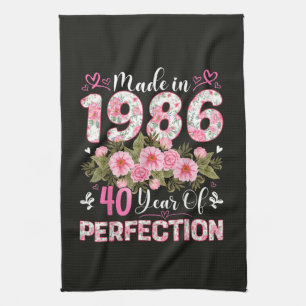 Linge De Cuisine Fabriqué en 1986 Floral 40e Anniversaire Femmes Fl