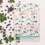 Linge De Cuisine Fabulous Cinquante Flamants roses<br><div class="desc">Cinquante flamants roses avec des décorations rétro de l'époque comme un atome et des rectangles aléatoires. Les bits et les pièces géométriques étaient très présents. Votre nom ou autre texte en bas.</div>