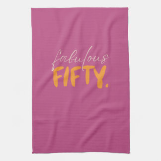 Linge De Cuisine Fabulous Fifty Pink and Orange Typography