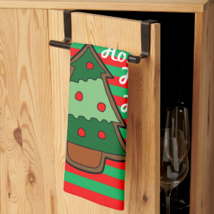 Linge De Cuisine Fâcheux rayures et sapin de Noël