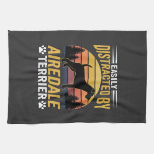 Linge De Cuisine Facilement distrait par Airedale Terrier Retro Dog