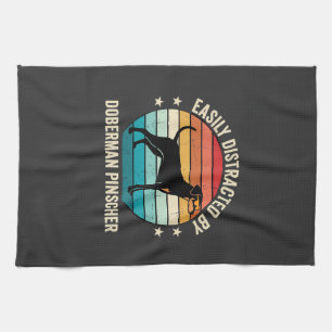 Linge De Cuisine Facilement distrait par Doberman Pinscher Retro Su