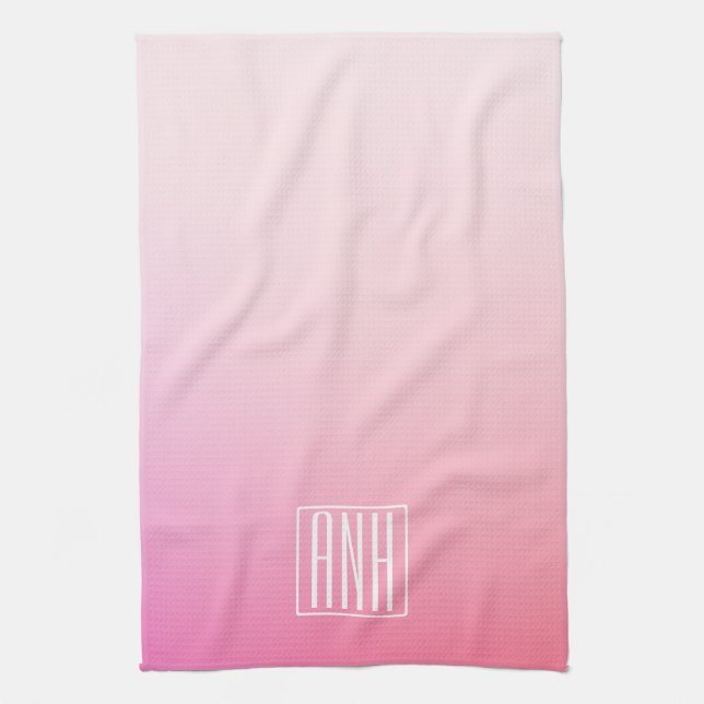 Linge De Cuisine Fading Pinks Dégradé & Vos Initiales (Vertical)