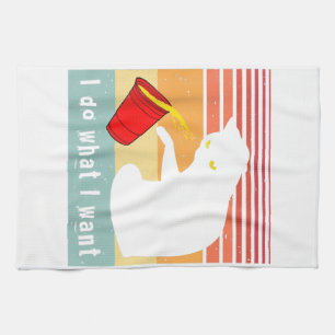 Linge De Cuisine Fais ce que je veux Vintage Chat Noir Tasse Rouge