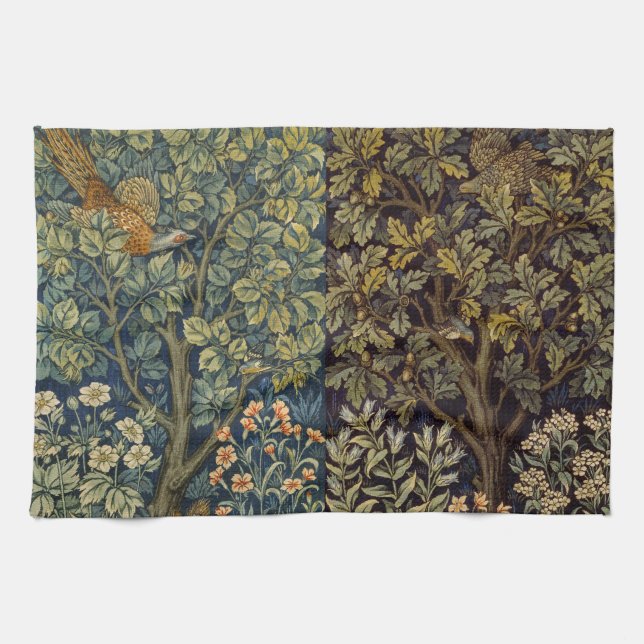 Linge De Cuisine Faisan coq William Morris Oiseau de la forêt Arbre (Horizontal)