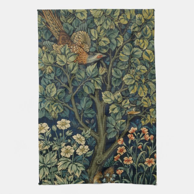Linge De Cuisine Faisan d'arbre boisé William Morris (Vertical)