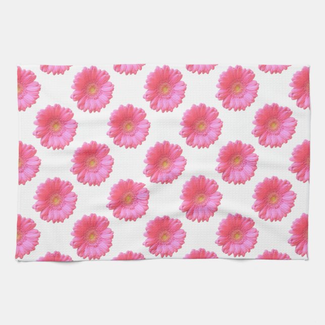 Linge De Cuisine Faisée de gerbera rose (Horizontal)
