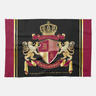 Linge De Cuisine Faites votre propre blason d'armoiries d'or rouge