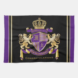Linge De Cuisine Faites votre propre blason Monogramme de couronne