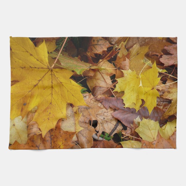 Linge De Cuisine Fallen Maple Feuille Jaune Automne Nature (Horizontal)