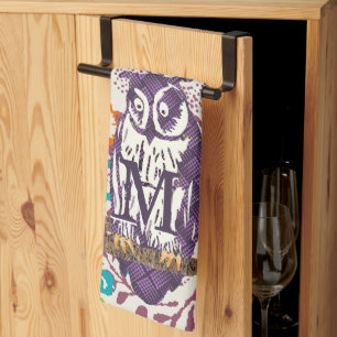Linge De Cuisine Famille de hibou géométrique stylisée violet