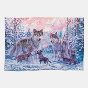 Linge De Cuisine Famille De Loups Peinture