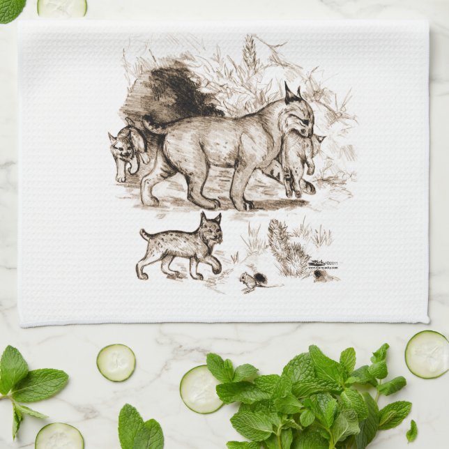 Linge De Cuisine Famille de Lynx roux (Plié)