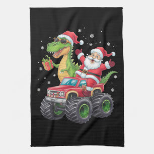 Linge De Cuisine Famille de Noël assortie Santa Camion Dinosaure 