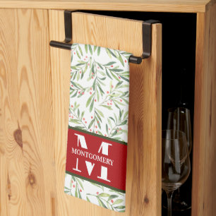 Linge De Cuisine Famille Monogram Christmas Holly
