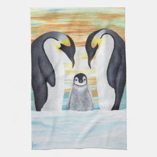 Linge De Cuisine Famille Penguin avec bébé pingouin