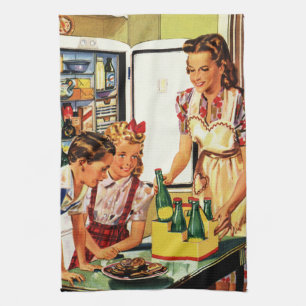Linge De Cuisine Famille Vintage dans la cuisine Maman Papa Enfants