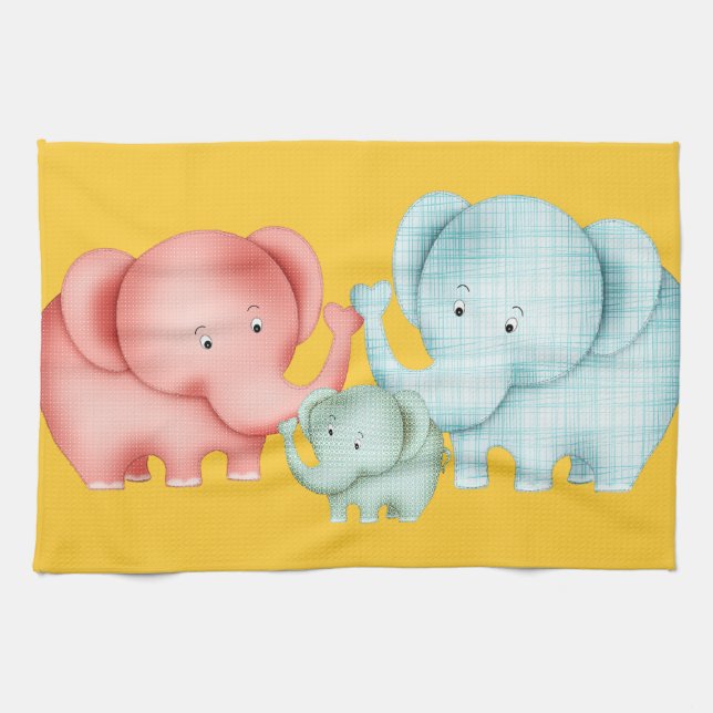 Linge De Cuisine Family Of Elephant Papa et bébé (Horizontal)