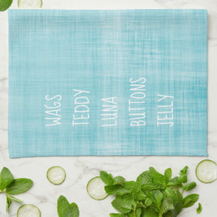 Linge De Cuisine Family Pet Names Décor intemporel Blue Fun