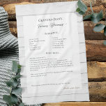Linge De Cuisine Family Recipe Keepsake Heirloom Wood<br><div class="desc">Keepsake family recipe tea towel. Share uncle Jim's chili recipe or great aunt Aggie's all time favorite thanksgiving casserole dish. Elegant and simple template design can easily be adjusted to share your family recipes as mother's day, birthday, or Christmas gifts. Custom family name with initials. Colors can be changed. Great...</div>