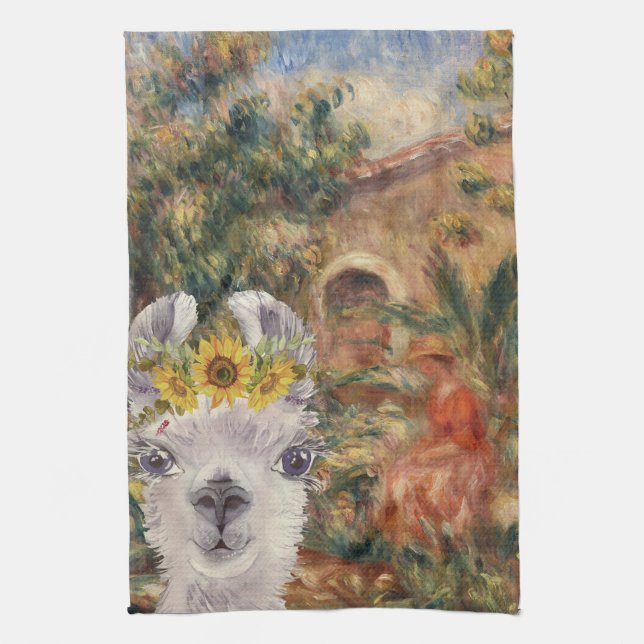 Linge De Cuisine Fancy Llama et Renoir's Farmhouse (Vertical)