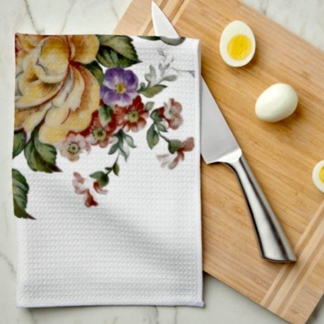 Linge De Cuisine Fantaisie florale  (Floral Fantasy Kitchen Towel 16”X24” poly-blend machine washable. 
)