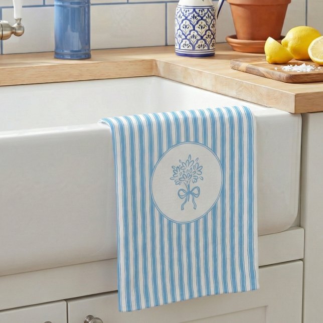 Linge De Cuisine Fantaisiste bleu blanc rayé Prépa (Créateur téléchargé)