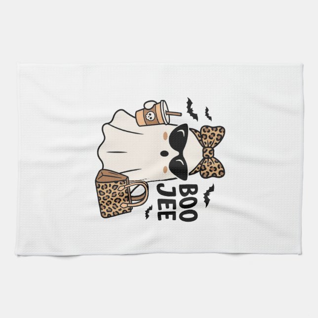 Linge De Cuisine Fantôme Boo Jee Halloween Léopard Arc Vector Desig (Horizontal)