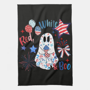 Linge De Cuisine Fantôme rouge blanc Boo patriotique Halloween du 4
