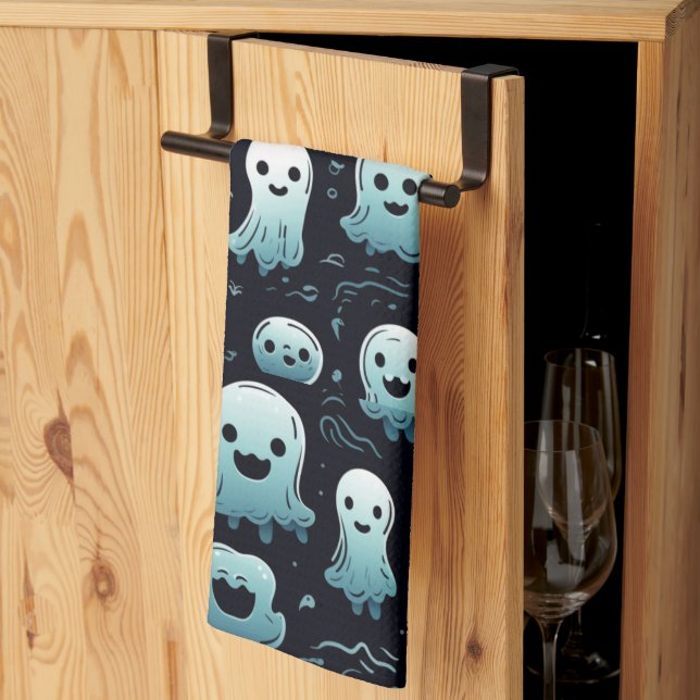 Linge De Cuisine Fantômes bleus mignons modernes adorables noirs Ha (Pliage en tiers)