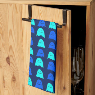 Linge De Cuisine Fantômes d'Halloween bleu vif