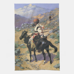 Linge De Cuisine Far West vintage, Un trappeur indien par Remington