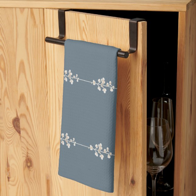 Linge De Cuisine Farmhouse Botanical Hand Towel Blue Floral Kitchen (Pliage en tiers)