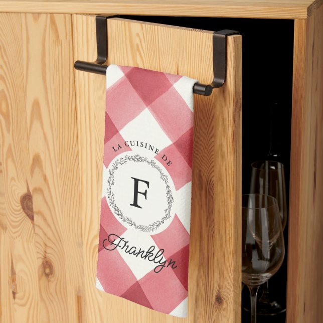 Linge De Cuisine Farmhouse Red Buffalo Check Famille personnalisée (Pliage en tiers)