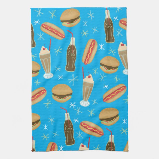 Linge De Cuisine Fast Food Soda Fontaine Junk Food Blue (Vertical)