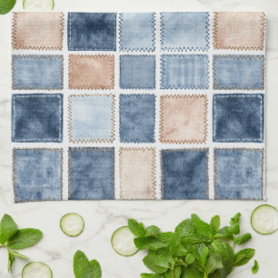 Linge De Cuisine Fausse crème dénim bleu jean douche de mariage