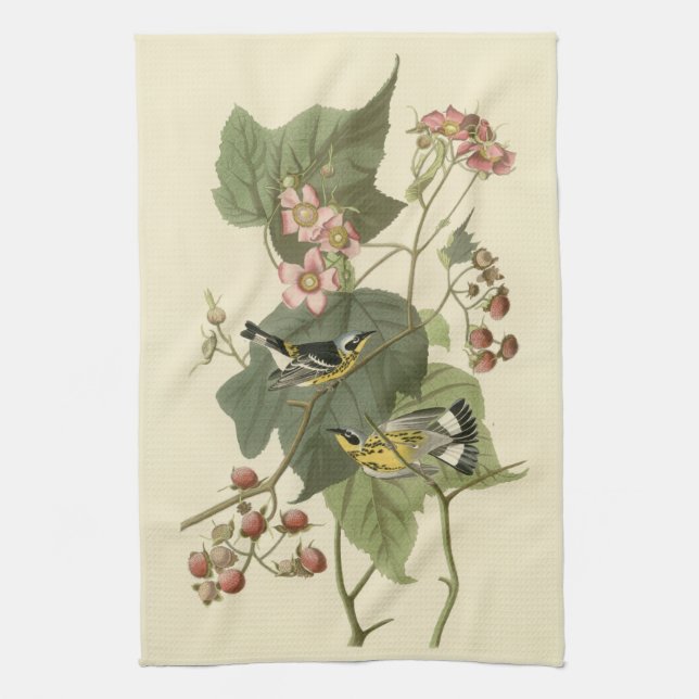 Linge De Cuisine Fauvette de la magnolia d'Audubon (Vertical)